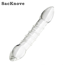 SacKnove 460121 Adult Erotic Toy Massage Stick Transparent Flirting Masturbation Sex Products Anal Glass Dildo For Women